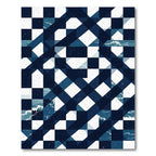 Deep Blue Ocean Wave Geometric Rug