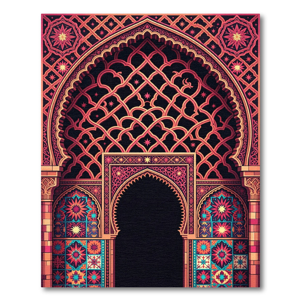 Ornate Red Geometric Archway Rug