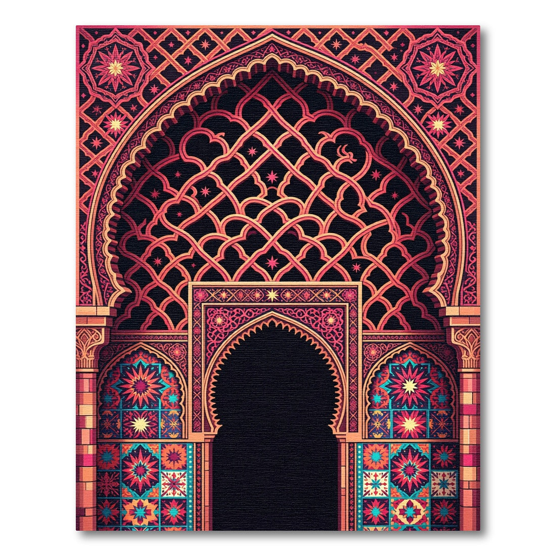 Ornate Red Geometric Archway Rug