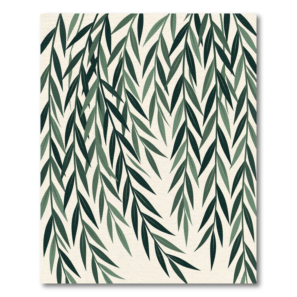 Lush Forest Green Willow Branch Rug