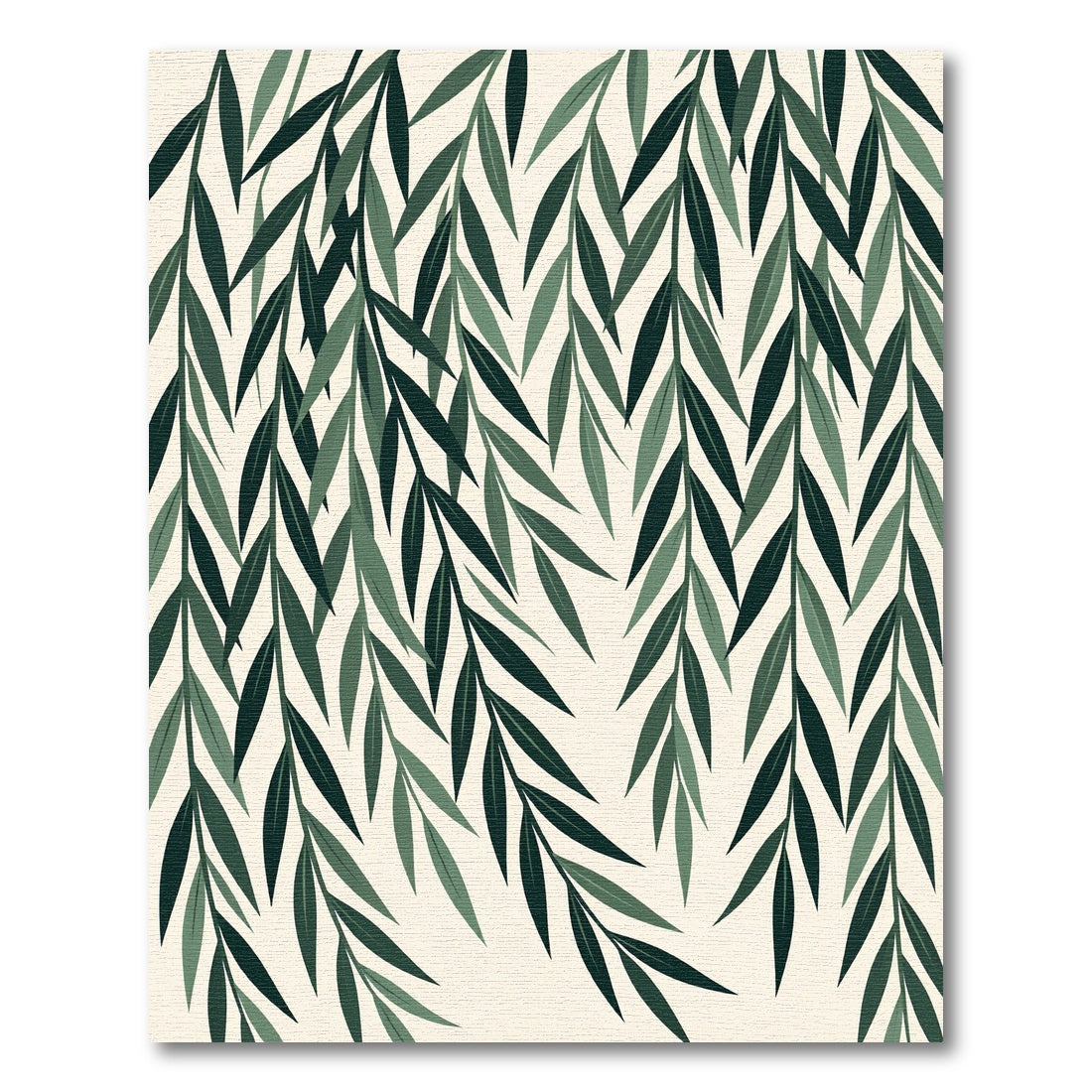 Lush Forest Green Willow Branch Rug