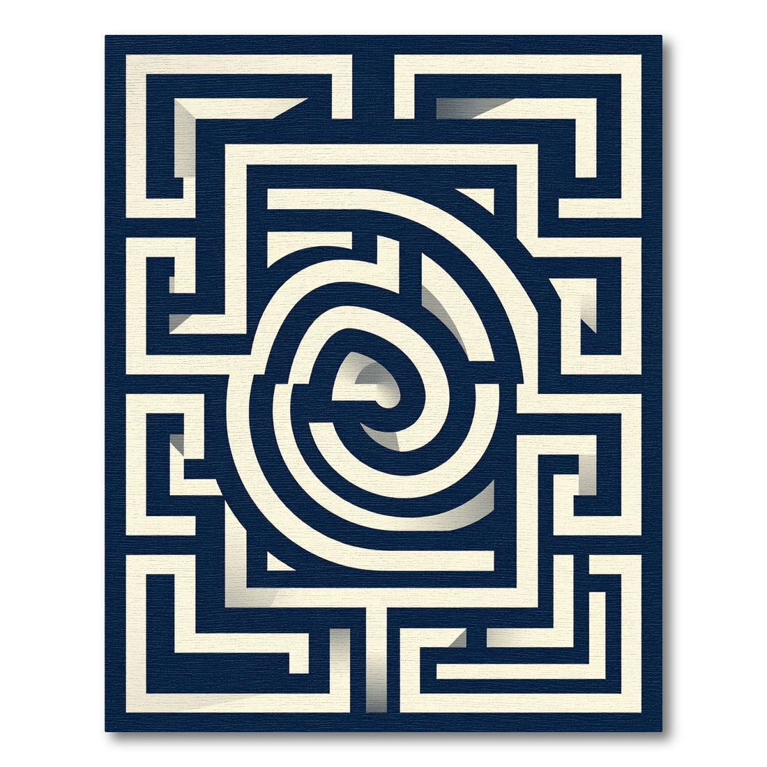 Navy Geometric Labyrinth Swirl Abstract Rug