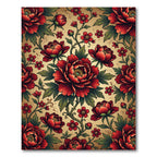 Crimson Floral Vine With Gold Background Rug