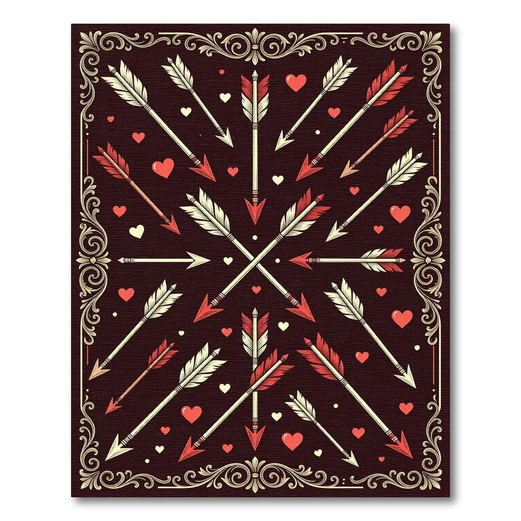 Red Crossed Arrows Heart Vignette Rug