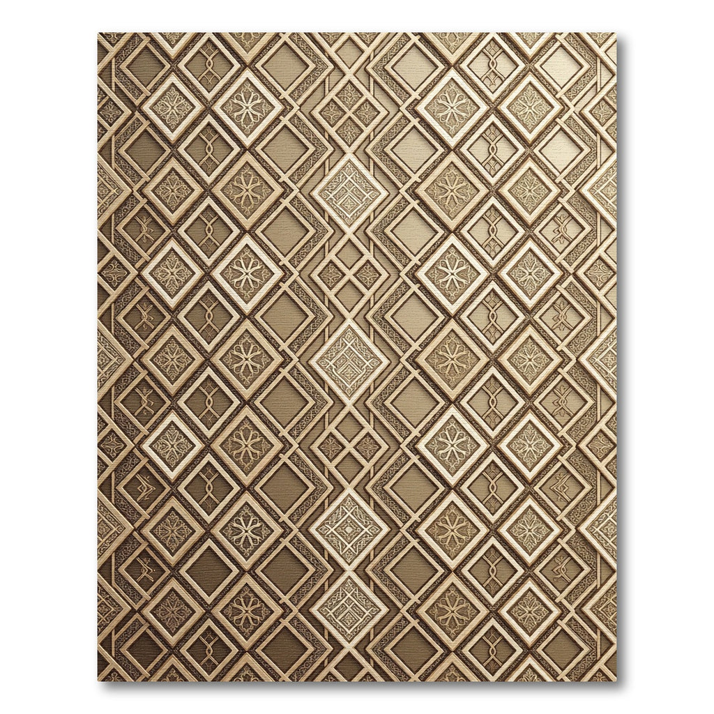 Luxurious Metallic Gold Geometric Lattice Rug
