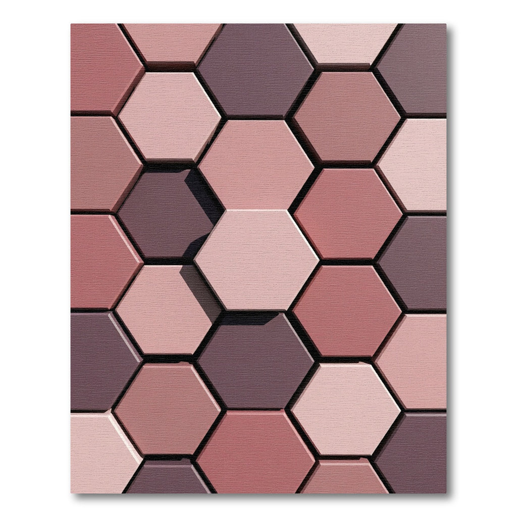 Mauve Pink Hexagon Arrangement Rug