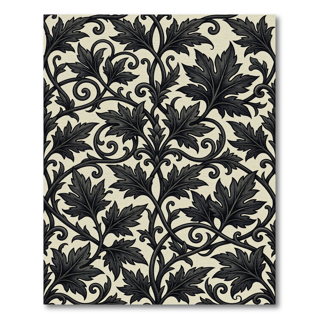 Dark Accanthus Leaf Scroll Art Nouveau Rug