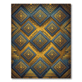 Golden Blue Tribal Diamond Medallions Rug