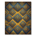 Golden Blue Tribal Diamond Medallions Rug