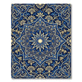 Navy Blue Golden Radiant Star Medallion Rug