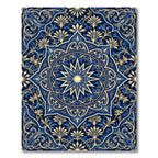 Navy Blue Golden Radiant Star Medallion Rug