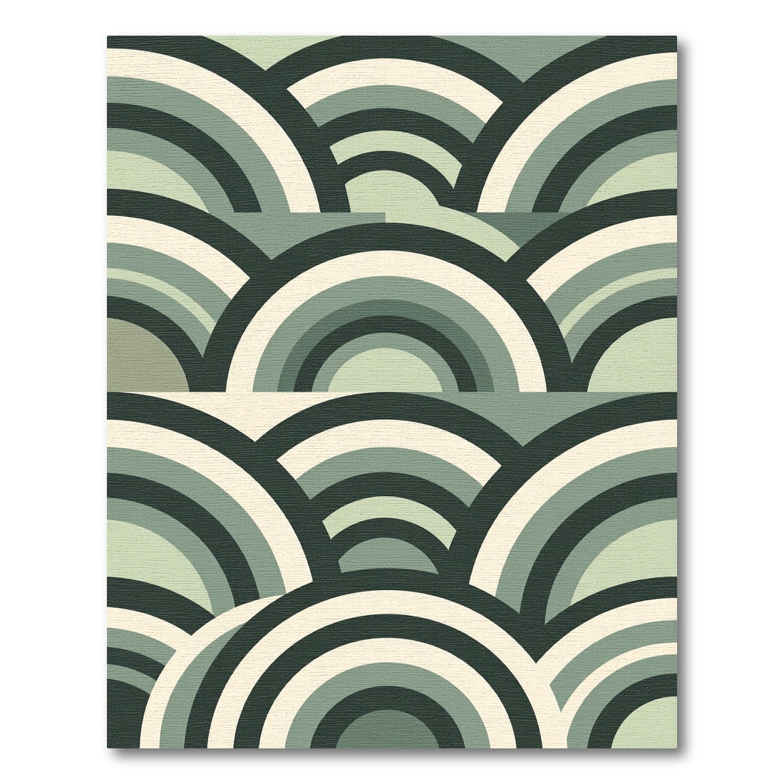 Sage Green Mid Century Arch Geometric Rug