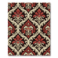 Crimson Ivory Damask Scrollwork Rug