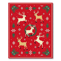 Red Whimsical Reindeer Snowflakes Holiday Rug
