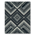 Monochromatic Charcoal Tribal Geometric Diamond Rug