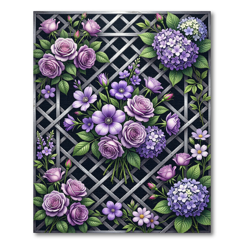 Lavender Rose Garden Lattice Rug