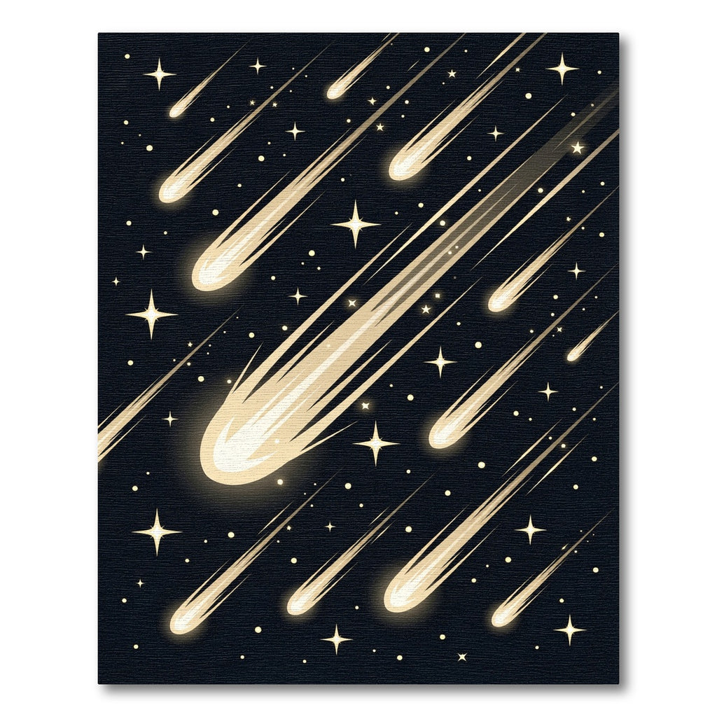 Radiant Golden Shooting Star Night Sky Rug