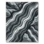 Monochrome Abstract Flowing River Rock Rug
