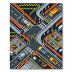 Isometric Urban Construction Site Graphic Rug
