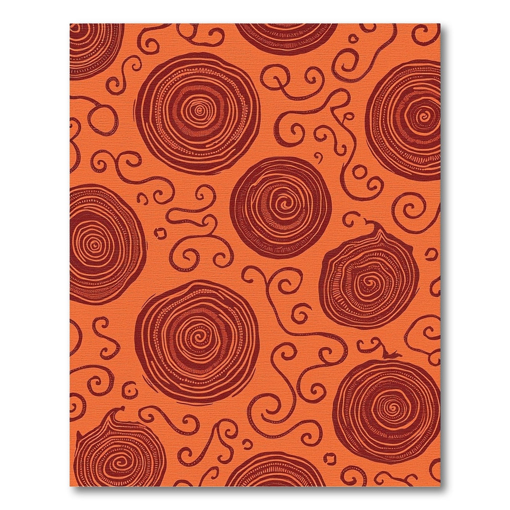 Earthy Orange Swirls Concentric Circles Rug