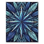 Deep Blue Feathered Starburst Medallion Rug