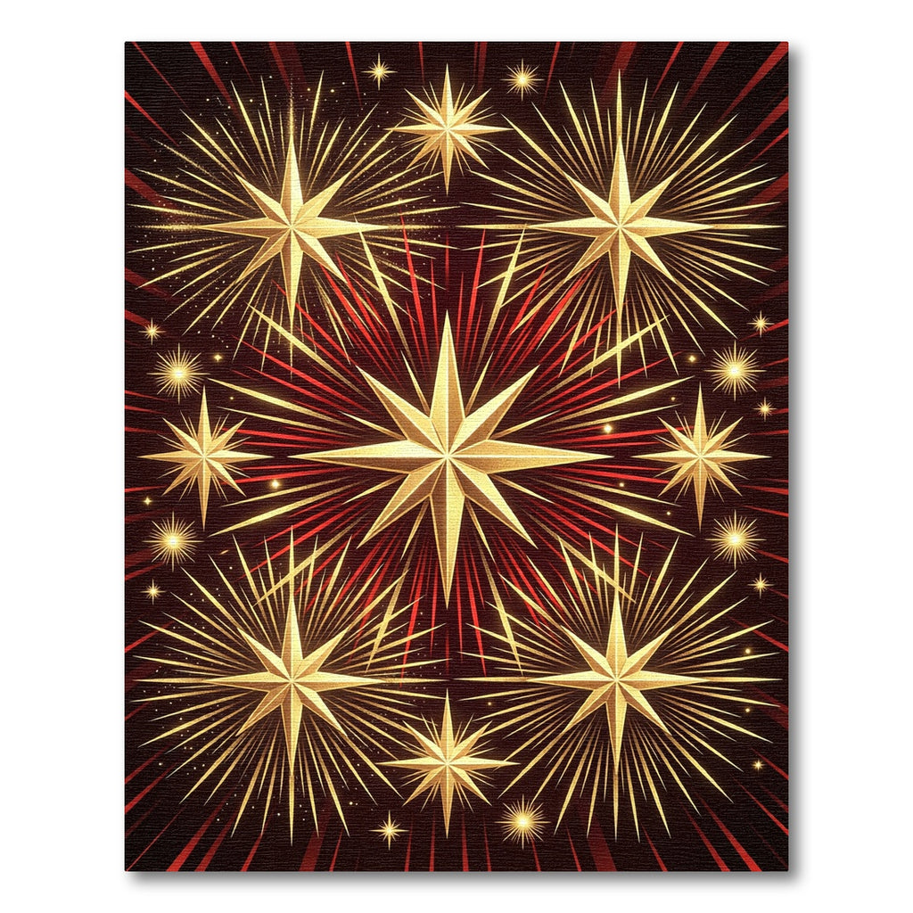 Radiant Golden Starburst Red Celestial Rug