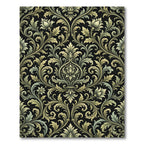 Elegant Sage Green Damask Scroll Rug