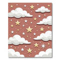 Whimsical Terra Cotta Starry Cloudy Sky Rug
