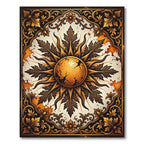 Gilded Sunburst Leaf Ornate Medallion Rug