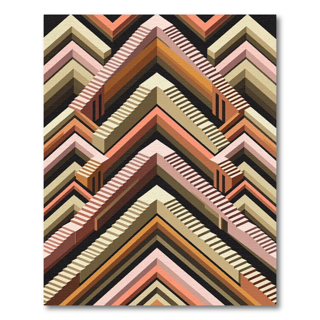Terracotta Orange Staircase Chevron Rug