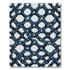 Indigo Metallic Linked Chain Grid Rug