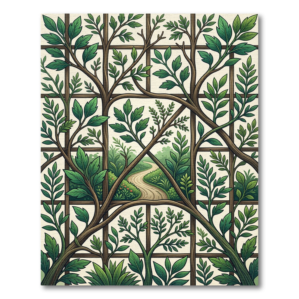 Lush Green Trellis Arbor Foliage Rug