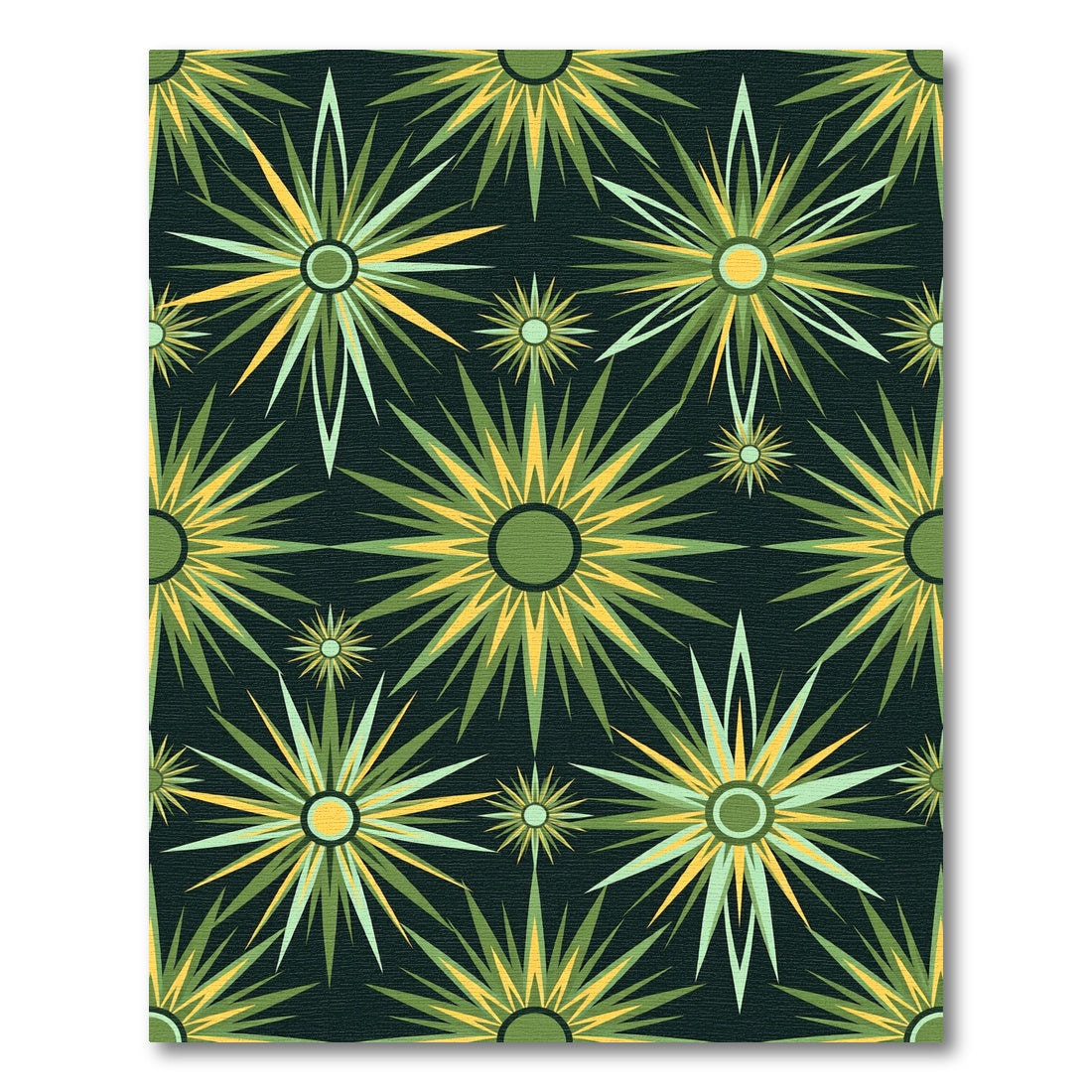 Green Yellow Starburst Floral Rug