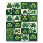 Emerald Clover Vine Patchwork Grid Rug