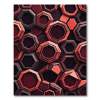 Crimson Honeycomb Geometric Overlap Rug