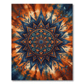 Vibrant Blue Orange Floral Mandala Rug