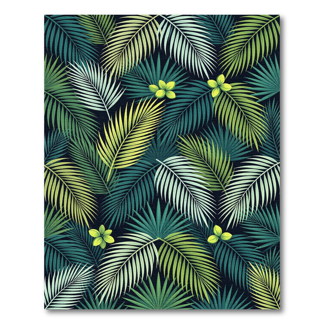 Tropical Palm Leaves Floral Collage Rug