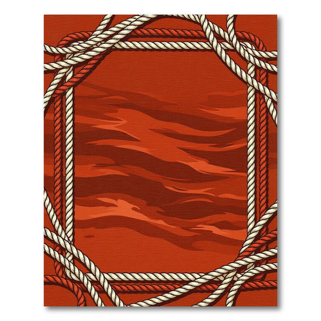 Crimson Braided Rope Border Rug