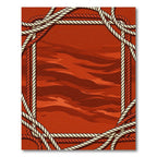 Crimson Braided Rope Border Rug