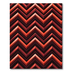 Red Orange Chevron Zigzag Overlay Rug