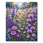 Vibrant Purple Orchid Lavender Field Rug