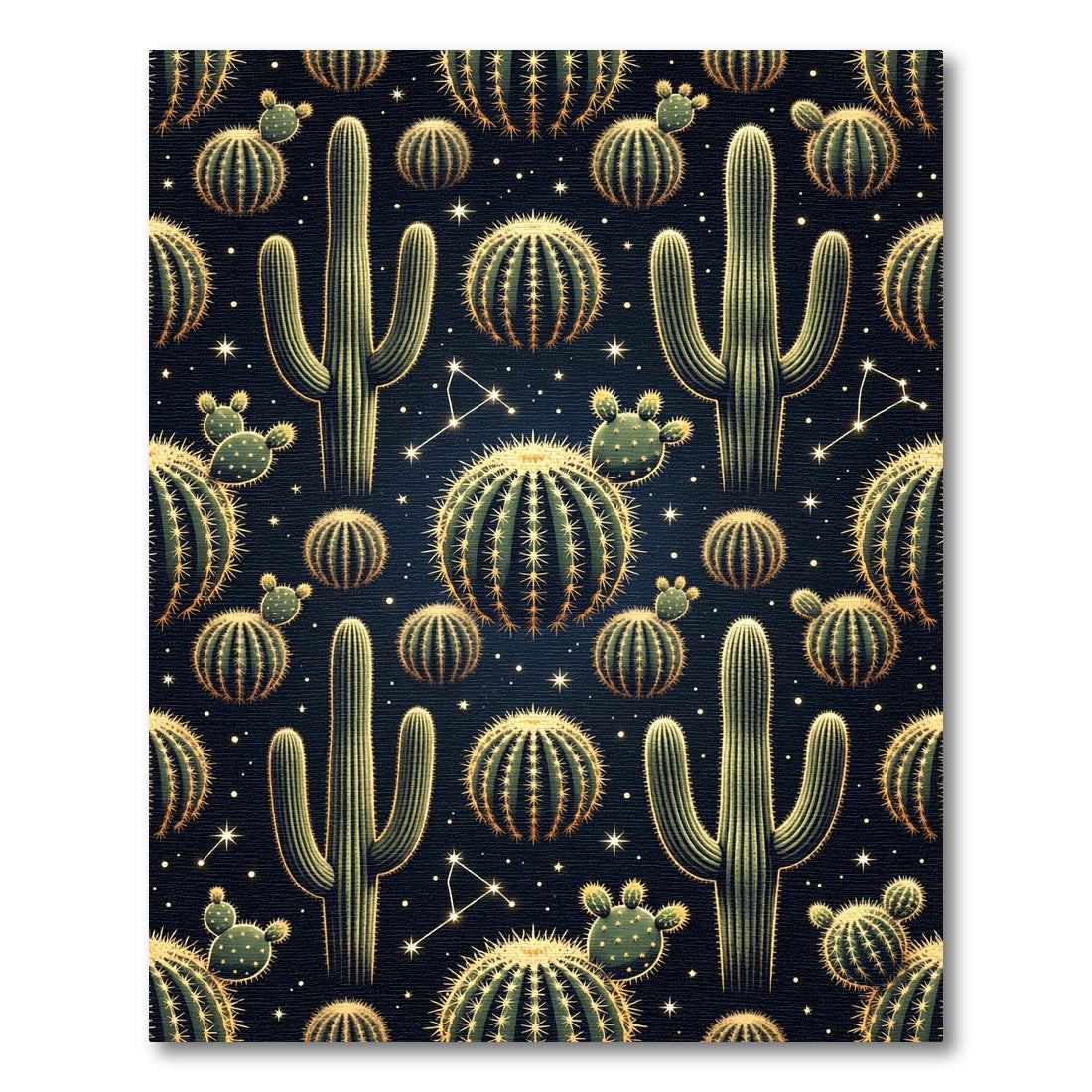 Night Sky Cactus Constellation Rug