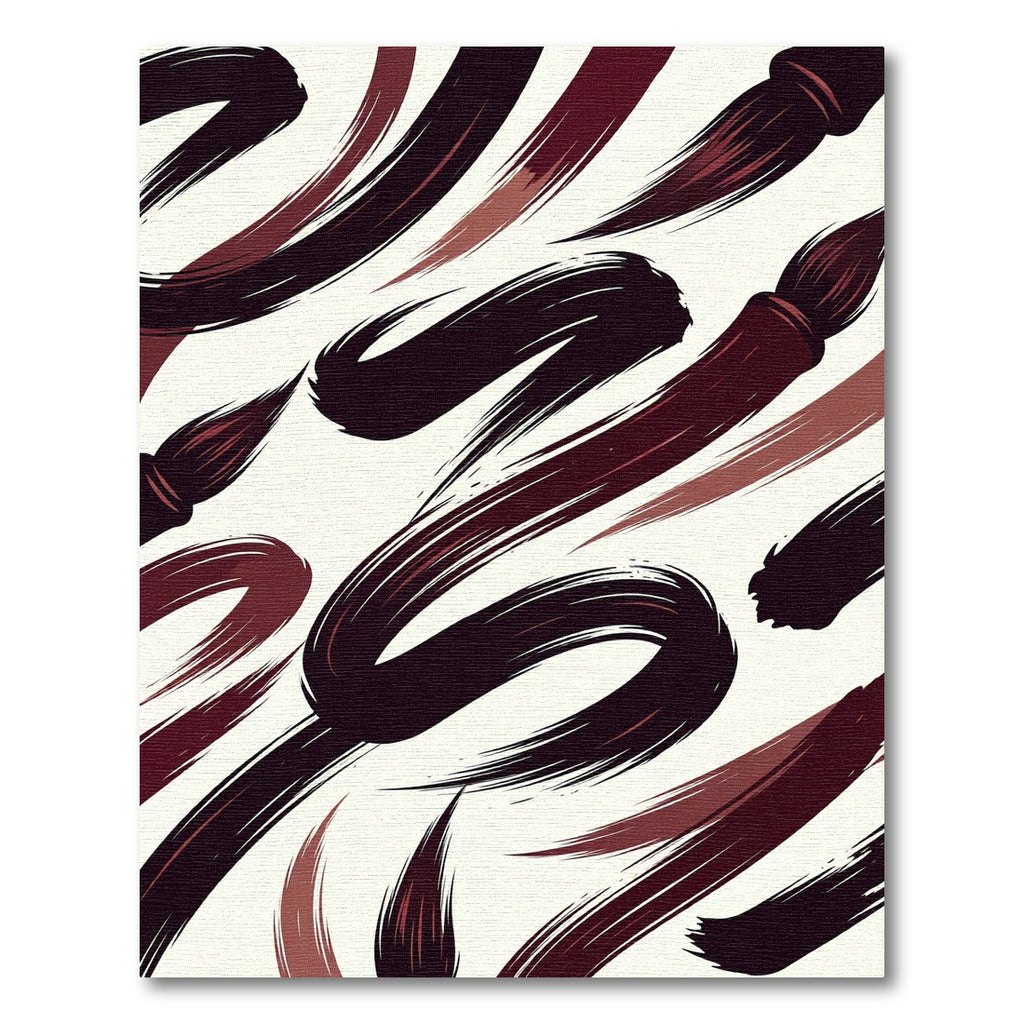 Abstract Ink Brush Stroke Crimson Rug