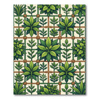 Lush Green Botanical Trellis Grid Rug