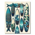 Teal Tropical Wave and Mandala Medallion Rug