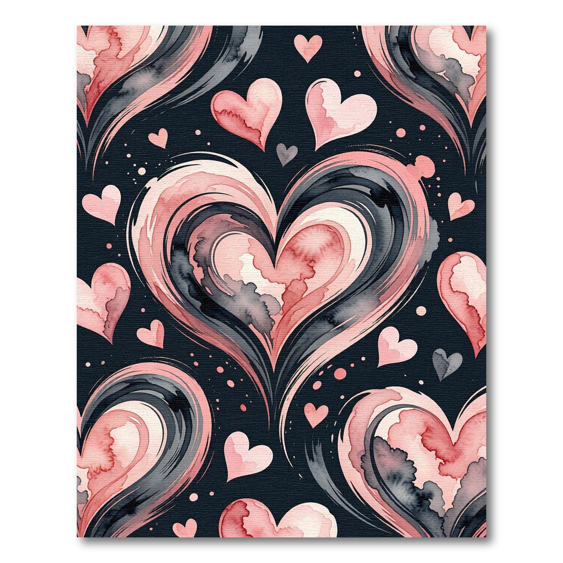 Pink Hearts Swirl Watercolor Composition Rug