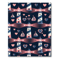 Navy Pink White Lighthouse Hearts Sailboat Rug