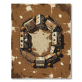 Rustic Farmhouse Village Circle Arrangement Rug