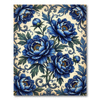 Emerald Green Blue Floral Scroll Rug