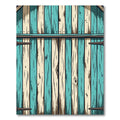 Rustic Teal and Cream Wood Plank Rug